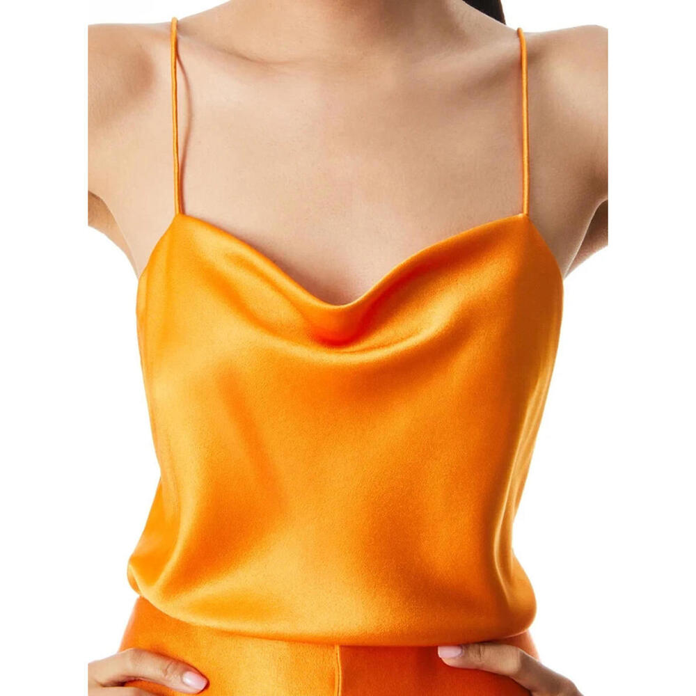 Alice + Olivia Harmon Drapey Tangerine Slip Top, NWT,  Size S, Retail $195.00